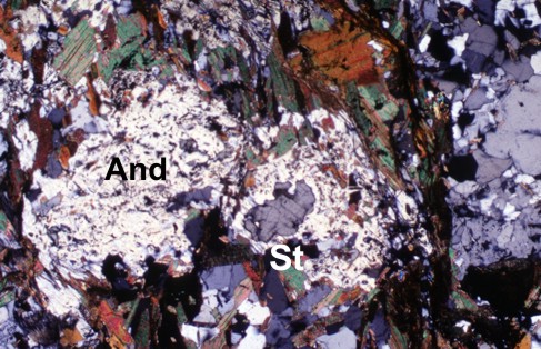 Staurolite as relict within poikiloblastic andalusite